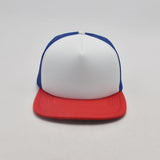 Classic Foam Trucker Hat with Red Bill and Blue Mesh